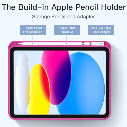 Image of Akkerds Compatible with iPad (A16) 11th Generation Case 11 Inch 2025, for iPad 10th Generation Case 10.9 Inch 2022 with Pencil Holder, Slim Trifold Stand Protective Cover with Soft TPU Back, Rose