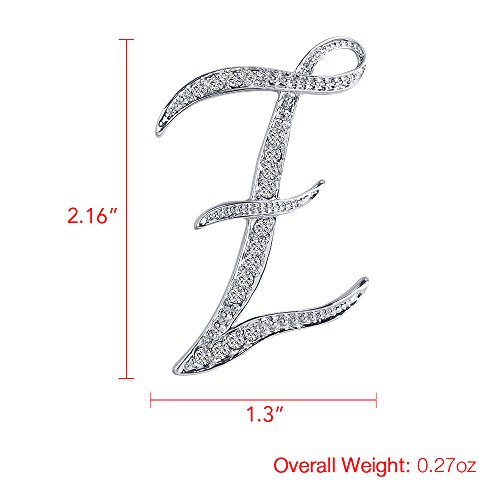 Image of Initial Letters Brooch Pins For Women, Letter Pins For Stockings, Silver Plated Metal Rhinestone Clear AAA+ Crystal Lapel Pin Brooches(1Pcs)
