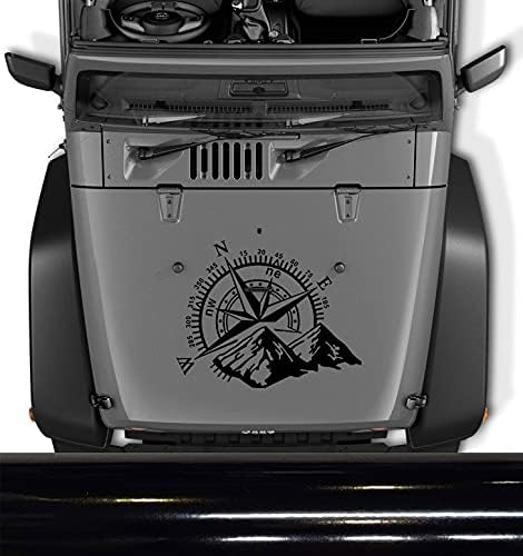 Compass with Mountains Hood Vinyl Decals for Jeep Dodge Ram Ford Tundra Tacoma Toyota or Any Others - Blue