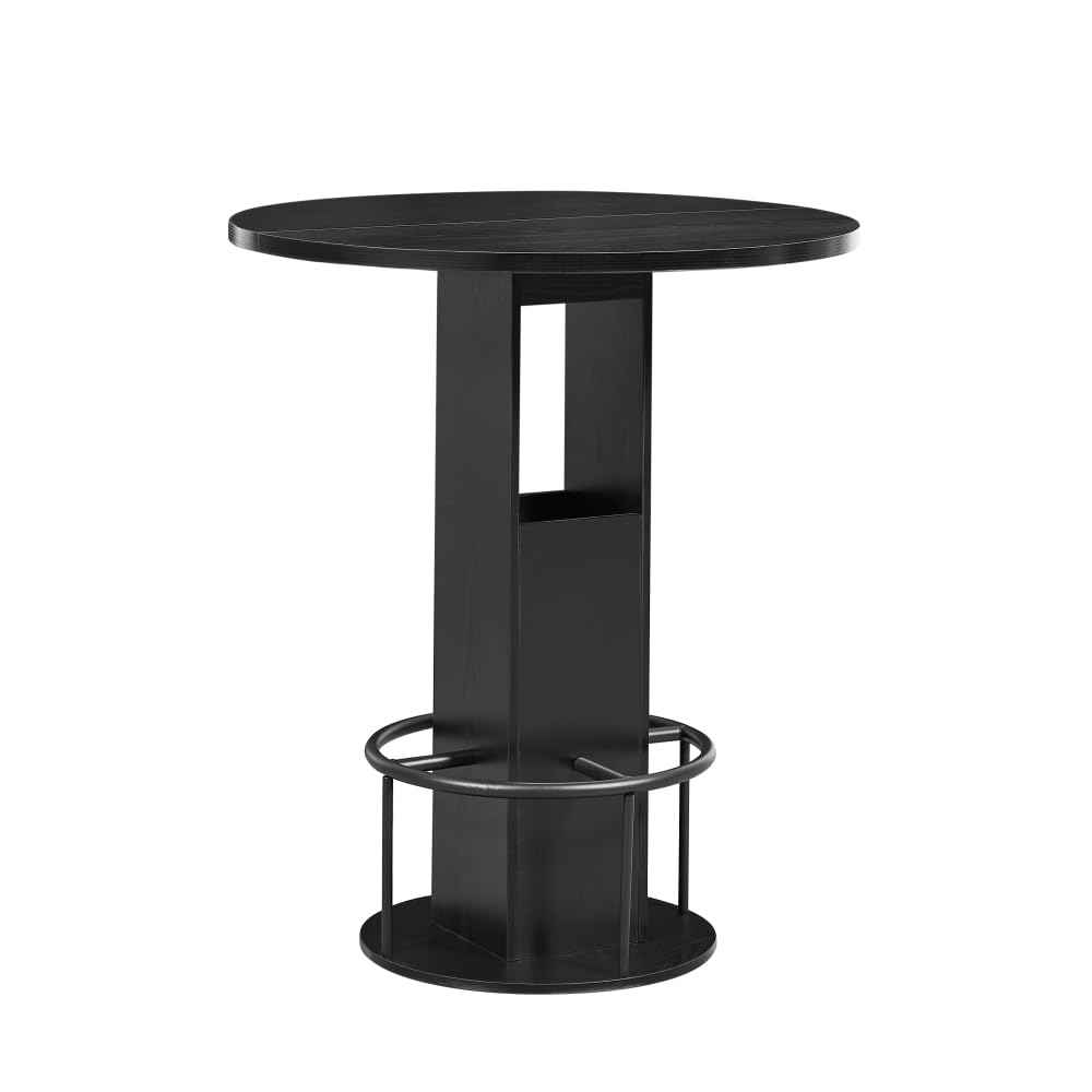Juego de mesa de bar de 3 piezas con mesa redonda y 2 taburetes de madera robusta con reposapiés de metal, perfecto para comedores, cafeterías, bares, salones, estables y versátiles, 193