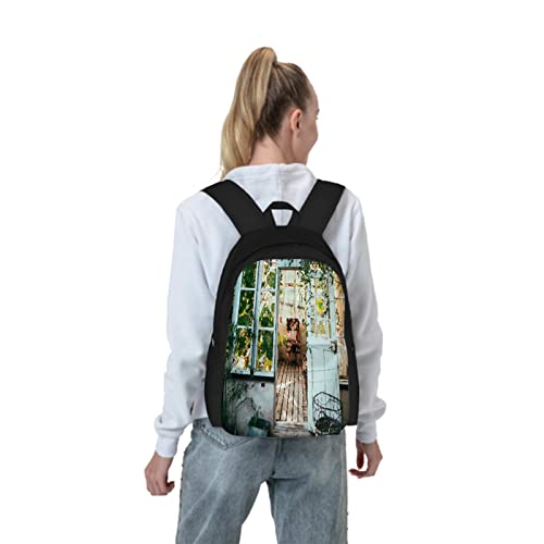 Sac à dos d'école, chaise de style campagnard, design rustique, canapé de voyage, affaires, école, sac de voyage (38,1 cm), Noir , X-Large