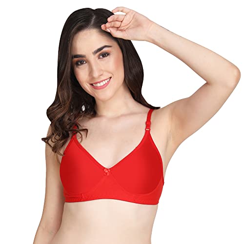 Image of Women Non Padded Bra - Made of Pure Cotton Full Coverage Non Wired Soft Cup for T-Shirt Saree Dress and for Everyday