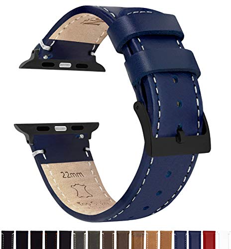 Image of BARTON WATCH BANDS - Top Grain Leather Watch Bands Compatible with Apple Watch Models - 1, 2, 3, 4, 5, 6, 7, 8, 9, 10, SE, Ultra & Ultra 2