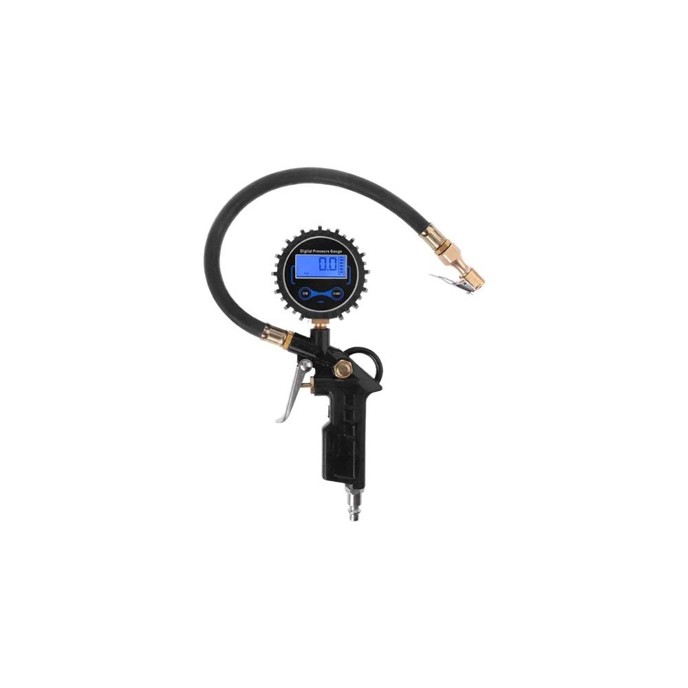 AGAATI Inflador de neumáticos Digital con manómetro, portabrocas de Aire de 255 PSI y Accesorios para compresores de Alta Resistencia con Manguera de Goma y acoplador de conexión rápida
