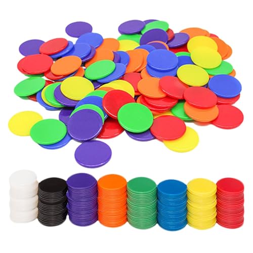 200 PCS Counters 19mm Bingo Counters Plastic Tokens Colored Maths Counter for Kids Maths Games Counting for Learning Teacher Classroom Educational Supplies Childrens Home Study Accessories Colourful