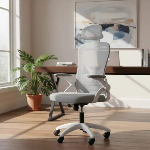 Cadeira de Escritório Ergonômica com Suporte Lombar e Encosto Ajustável, Malha Respirável, Giratória e Reclinável, Ideal para cadeira dr office business pro, cadeira flexform (Grey)