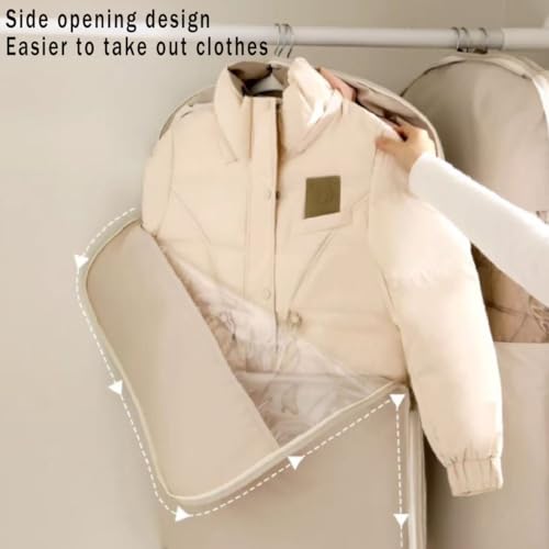 Space Saving Hanging Garment Bag with Self Compression Zipper - Heavy-Duty Clothes Organizer for Travel, Closet, Seasonal Storage (Blue, M)4