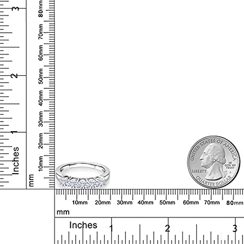 Gem Stone King 925 Sterling Silver White Moissanite Wedding Band Ring For Women | 0.80 Cttw | Round 3.5MM | Available In Size 5, 6, 7, 8, 93