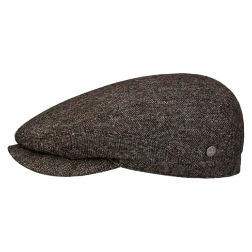 Lierys Dunlap Wool Driver Flatcap Made in EU Men Autumn Winter Melange Classic Wool Newsboy Cap Brown XXL (62-63 cm)