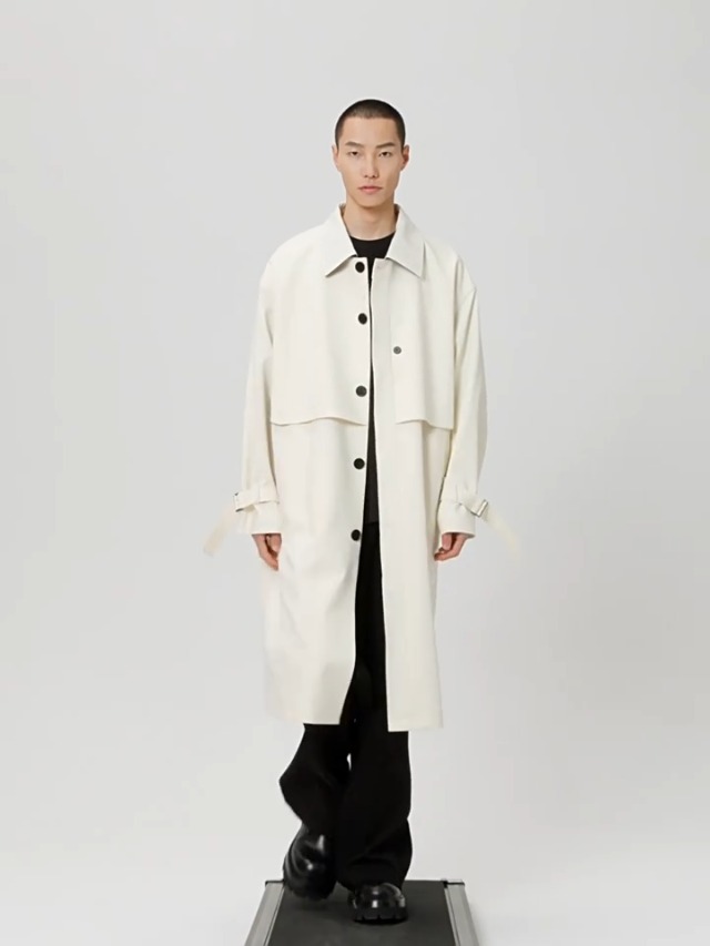 Amazon | [STUDIO NANS] ロングトレンチコート メンズ 膝下丈 大きい  