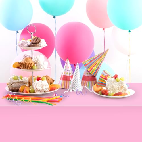 Image of Hxezoc 3 Pack Pink Disposable Plastic Tablecloth, 54 x 108 Inches Waterproof Table Cover for Wedding Birthday Party Baby Shower Decorations Outdoor Indoor Party Supplies