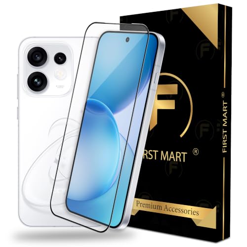 Image of FIRST MART Tempered Glass for Oppo Reno 16, 9H Full-Glue Screen Protector, 3D Edge-to-Edge, HD Clear, Oleophobic, Case-Friendly, Black, Pack of 1