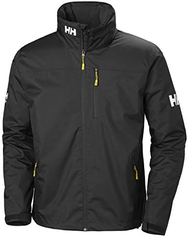 Helly Hansen Men's Standard Crew Hooded Midlayer Fleece Lined Waterproof Raincoat Jacket, 990 Black, Small