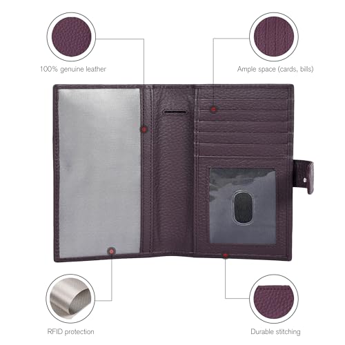 Image of Leather Checkbook Cover Holder for Women - Standard Register Duplicate Checks RFID