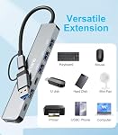 USB C Hub USB Hub 3.0 for Laptop, Upgrade 7 in 2 USB Splitter with USB-C & Multiport USB A Port Extender, USBC USB2.0 Dongle for PC/Computer/Laptop, Type C Mac/MacBook/Air/Pro/iPad/Tablet