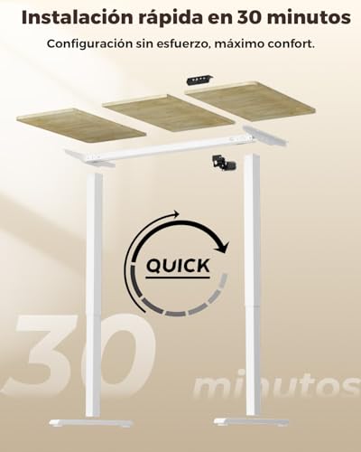 Miniatura 6 de Escritorio Elevable Eléctrico, Mesa de Trabajo Ajustable en Altura, Mesa de Oficina en Casa con Tablero Ensamblado, 100 x 60 cm, para Trabajo, Redacción, Juegos, Blanco