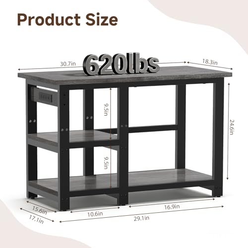 Image of AQQA 35-40 Gallon Fish Tank Stand with 5 in 1 Power Outlets, 31x18 Inch Heavy Duty Metal Frame Aquarium Stand, Adjustable Storage Shelves, 620LBS Capacity Terrarium Stand, 3 Tiers Reptile Tank Stand