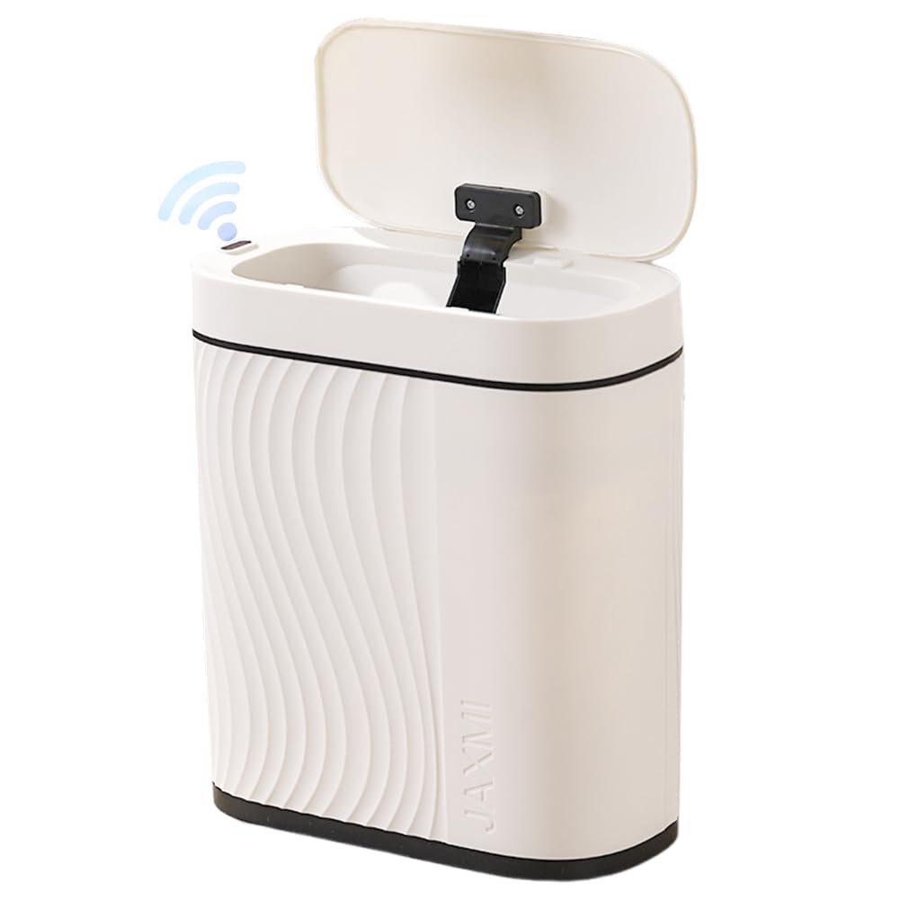 Cubo de Basura para Baño y Habitación 8L, Cubo de Basura Anti Olor Automático con Sensor, Para Baño y Cocina, Blanco
