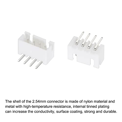 MECCANIXITY Conector 2.54mm 4 pines macho ángulo recto, pack 50 miniatura 4