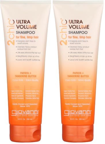 Image of Giovanni Organic 2Chic Tangerine & Papaya Butter Ultra-Volume Shampoo (For Fine Limp Hair), 250 ml (Pack of 2)