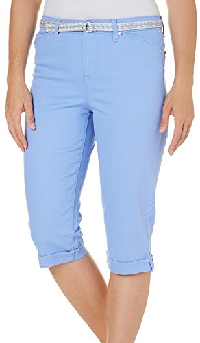 Gloria Vanderbilt Womens Lillian Belted Skimmer Capri Spring Hydrangea Size 4