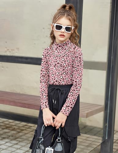 Image of Arshiner Girls Long Sleeve Mock Turtleneck Shirts Slim Fit Base Layer Top