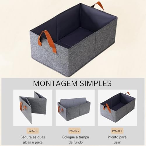 Kit 2 Caixa Organizadora de Armazenamento Dobravel 26 litros Tecido em PVC Lavável - Resistente e Co