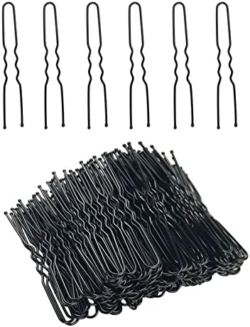 U Shaped Hair Pins, 220Pcs 6cm Bun Hair Pins with Storage Box by PEOUWNES, Black