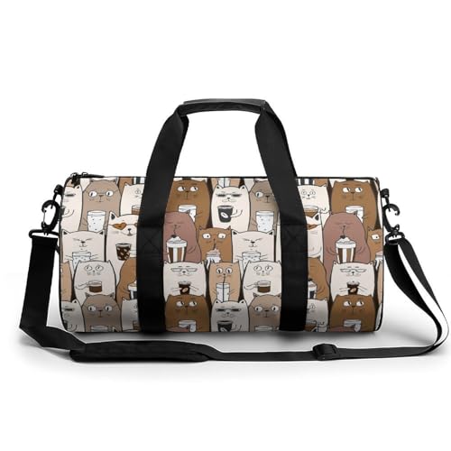 Sac de sport chaton mignon 45x23cm pour gym et voyage
