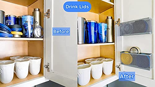 Slim Caddy Original Cabinet Door Organizer | Optimize Your Cabinet Space | Kitchen Plastic Lids Organizer, Bathroom Accessories, Under Sink Organizer, And More | 2 Pk, 8”L X 3.5”H X 1.8”D Each #TOP6