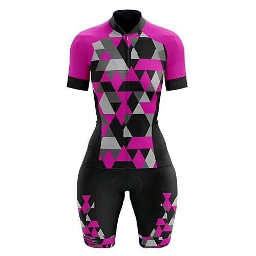 Combinaison de cyclisme femme triathlon maillot une pièce manches courtes avec rembourrage gel