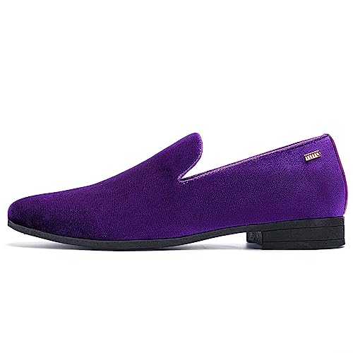 Image of UUBARIS Mens Velvet Loafers Slip-on Dress Shoes Fashion Style Driving Shoes Classic Tuxedo Shoes Casual Oxford Shoes
