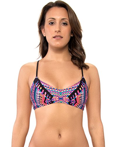 Body Glove Women's Alani Strappy Back Halter Bikini Top Swimsuit, Lima Multi, Medium