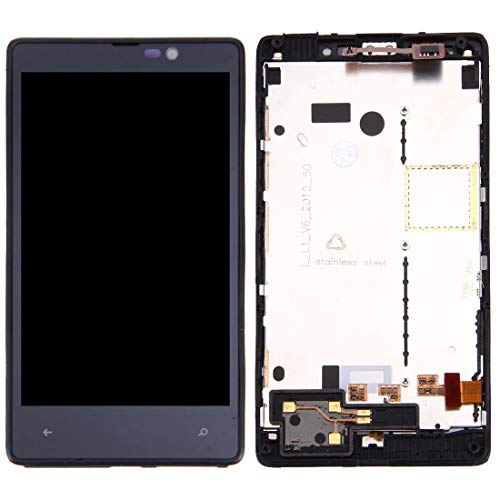 Linmatealliance LCD Screen Touch Screen Replacement LCD Repair Broken LCD Display + Touch Panel with Frame for Nokia Lumia 820 (Black) LCD