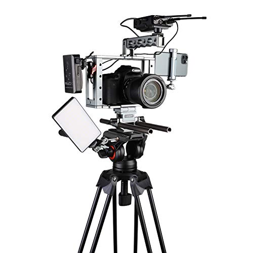 Heavy Duty Tripod, Camera Video Tripod With Fluid Head Aluminum Twin Tube 74.4 Inch, Max Loading 17.6 Lbs, For Canon Nikon Sony Dslr Camcorder Camera #TOP5