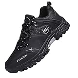  Zapatos Senderismo Hombre Botas de Montaña PU Cuero Zapatillas Antideslizante Ligero Botines Exterior Calzado Trekking Camper Al Aire Libre Verde Caqui Gris Negro 39-47 Negro 45