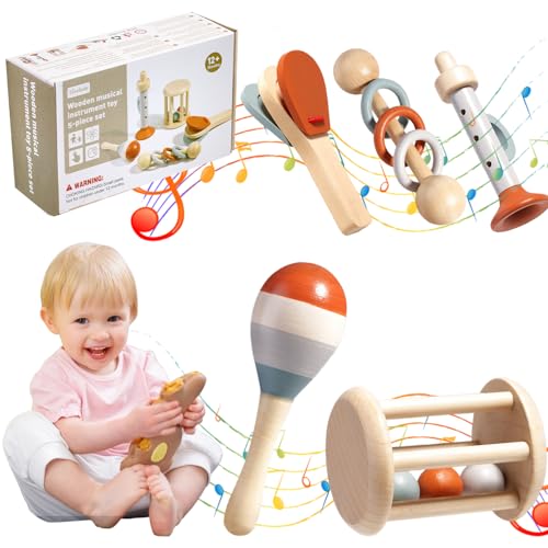 Fosoloni 5 Stück Musikinstrumente Kinder, Montessori Musikinstrumente mit...