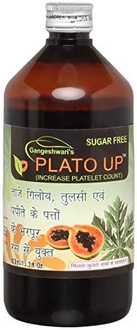 - Gangeshwari Herbals Plato Up Syrup | Ayurvedic Juice for Platelet Count & Immunity Support | No Added Sugar | 400ml (Pack of 1) | Enriched with Fresh Papaya Leaf Juice, Giloy & Beneficial Herbs | Boosts Immunity Against Various Diseases