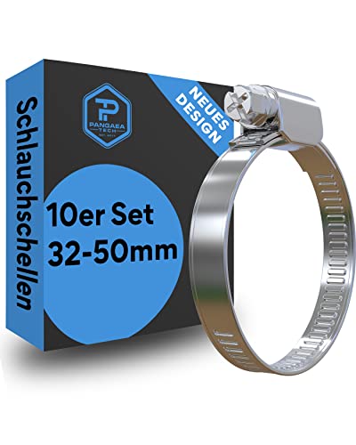 Pangaea Tech 10x Schlauchschellen Edelstahl 32-50mm - Profi Qualität nach DIN 3017 für Pool Teich und Garten