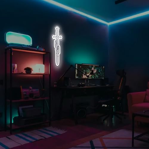 Image of Narsil Neon Sign, USB Powered LED Light for Room Decor | Fantasy Sword Wall Decor for Bedroom, Game Room, Party Decoration and Collectors Gift