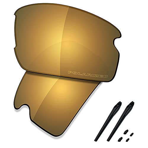 SAUCER Premium Replacement Lenses & Rubber Kits for Oakley Flak 2.0 OO9295 | UV400 Protection, Anti-Scratch, Precise Fit & Enhanced Clarity Sunglasses High Defense - Bronze Gold Polarized
