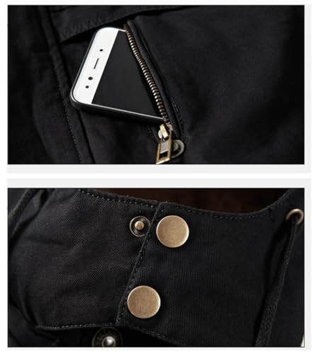 FULBHPRINT Men's Military Cargo Coat - Winter Thick Parkas - Cotton Padded Jacket With Pocket - Fur Hooded Parka4