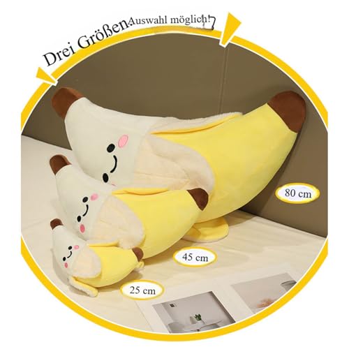 champracer plüschtier Banane Stofftier Kawaii Banane Kissen Langes,lüschtier Banane Stofftier Kawaii Banane Kissen Langes,Kinder-Plüsch-Bananenkissen Gefüllte Bananen Plüschtiere (Weiß,25cm)