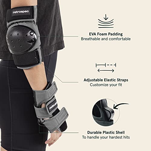 Retrospec Knee Pads, Elbow Pads & Wrist Guards for Men, Women & Kids - Protective Gear for Skateboarding, Roller Skate, Rollerblade, BMX & Scooter - Multi Sport Pad Set - Image 3