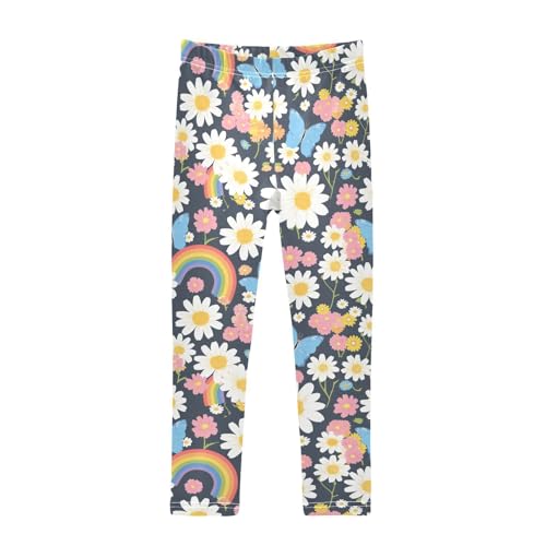 Daisies Rainbows Girls' Leggings Toddler Doodles Butterflies Kids Yoga Pants Dance Active Tights 4T