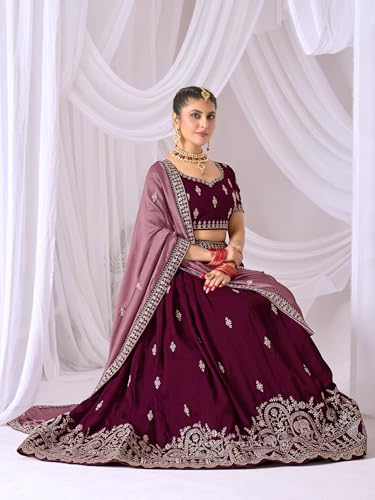 Image of Embroidery Designer Lehenga Choli Set For Women Party| latest Bridal Stylish Design Wedding Lehenga Choli For Women (Free Size)