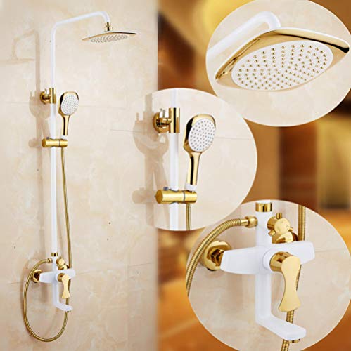 Robinet de douche anti-calcaire mélangeur blanc or pour douche ancienne