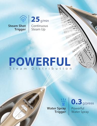 image for Sundu Irons Steamer for Clothes, 1500W Iron Non-Stick Ceramic Soleplat