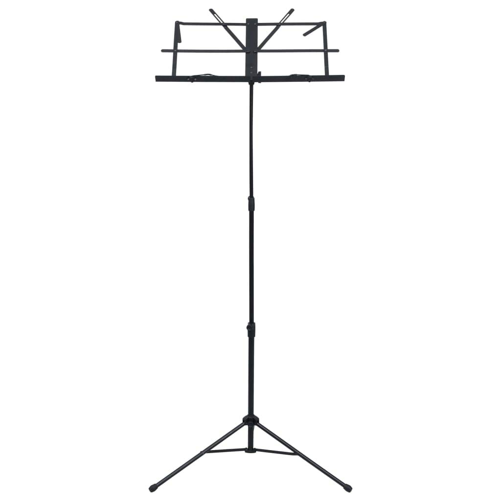 Atril negro de acero, altura ajustable de 66 a 130 cm, con soporte para partituras de 46,5 x 29 cm, plegable para escenario, estudio, concierto, casa