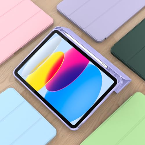 Image of ToaPoia Case for iPad (A16) 11 Inch 2025 /iPad 10th Generation 10.9 Inch 2022, Slim Trifold Stand Protective Cover with Pencil Holder and Soft TPU Back,Support Auto Sleep /Wake (Light Purple)